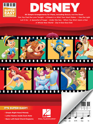 Disney - Super Easy Songbook - Disney Piano Music Book with Accessible Arrangements - Easy-To-Play Piano Sheet Music Book