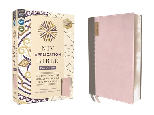 NIV Application Bible, Personal Size, Leathersoft, Pink/Gray, Red Letter, Comfort Print: Bringing the Ancient Message of the Bible Into Your World