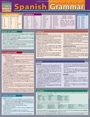 Spanish Grammar: A Quickstudy Laminated Reference Guide
